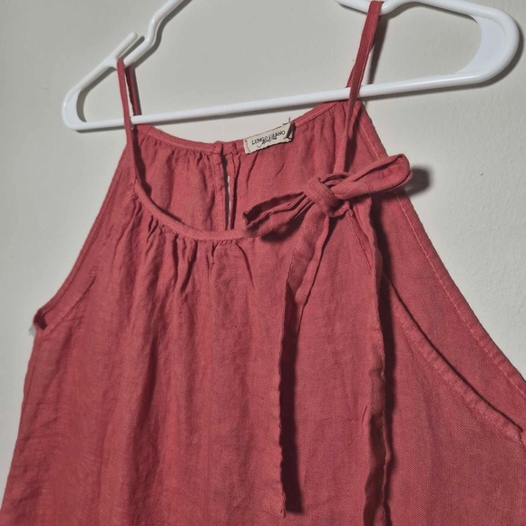 Lungo L'arno 100% Washable Italian Linen Coral Red Tank Top Beach Dress M - Picture 4 of 12